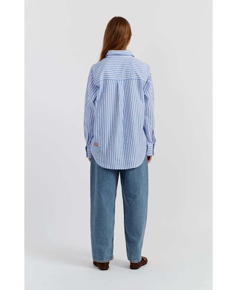 Chinti & Parker Women's Cotton Stripe Floral Shirt