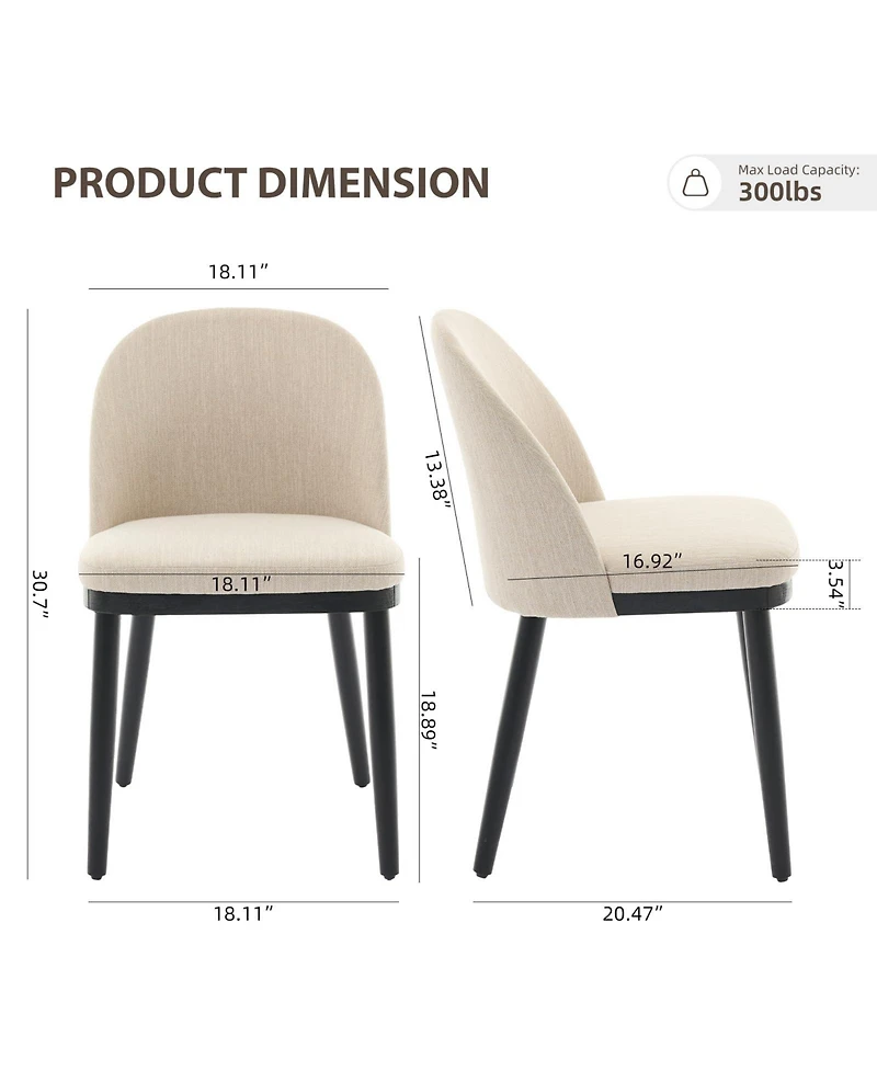 gaomon Modern Fabric Upholstered Wooden Dining Chairs Set with High Back and Deep Seat for Kitchen and Dining Room