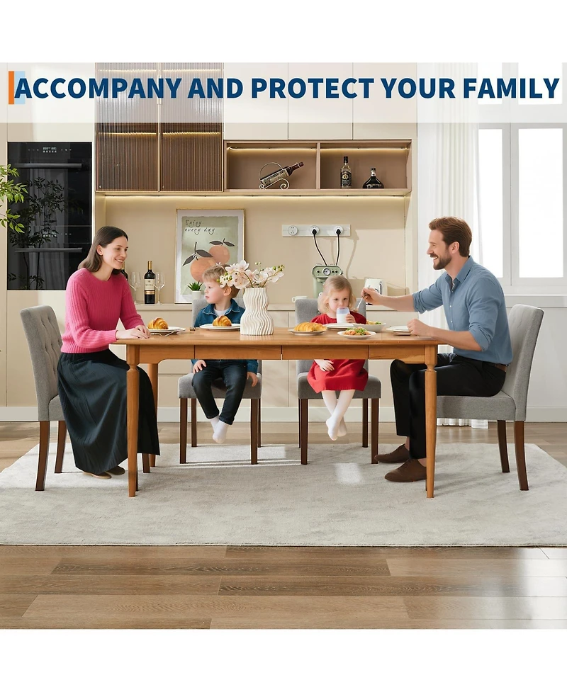 gaomon Set of 6 Button Tufted Parsons Dining Chairs, Upholstered Fabric Side Chairs with Solid Wood Legs