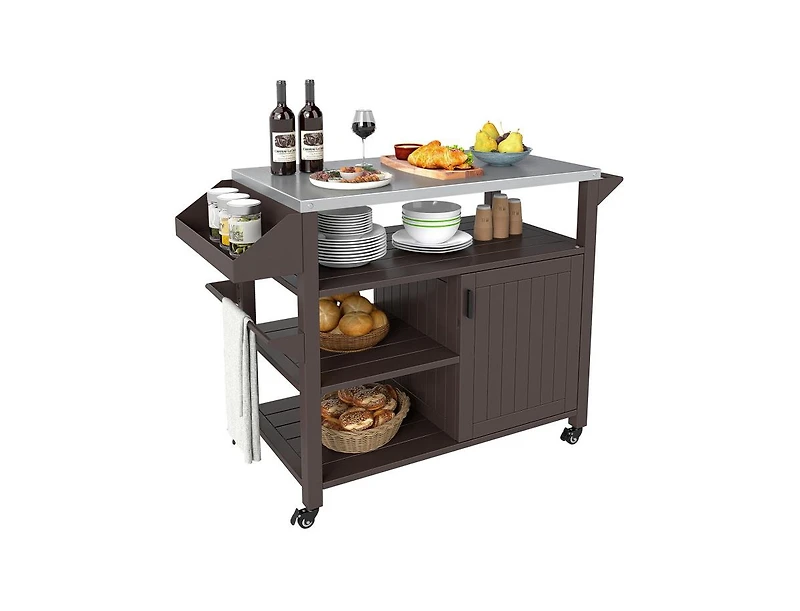 Slickblue Outdoor Grill Cart with Storage Cabinet and Shelves