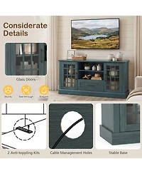 Sugift Tv Stand for TVs up to 70 in with Glass Doors and Storage