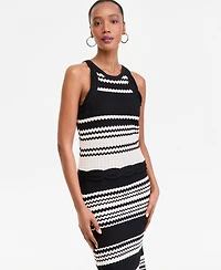 I.n.c. International Concepts Women's Stripe Crochet Sleeveless Top, Macy's Exclusive