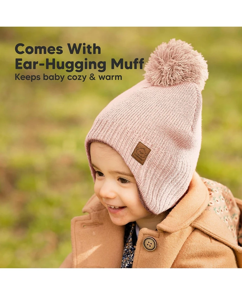 KeaBabies Muff Baby Beanie, Hat for Boys, Girls, Winter Hats Kids, Newborn, Infant, Toddler 0-36 months