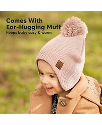 KeaBabies Muff Baby Beanie, Hat for Boys, Girls, Winter Hats Kids, Newborn, Infant, Toddler 0-36 months