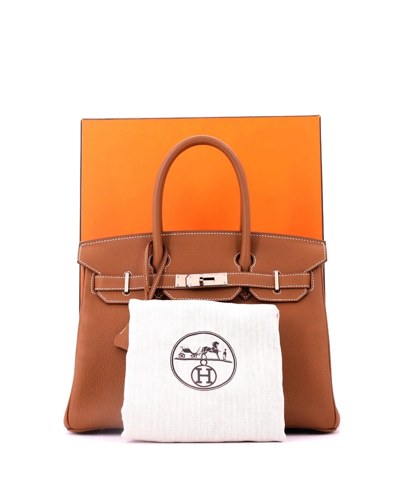 Pre-Owned HERMES Birkin 30 Handbag Brown Togo with Palladium Hardware