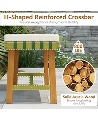 Sugift 48 in Acacia Wood Outdoor Bench with Padded Seat Cushion