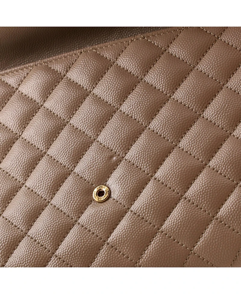 Pre-Owned Saint Laurent Classic Monogram Envelope Wristlet Clutch Mixed Matelasse Leather