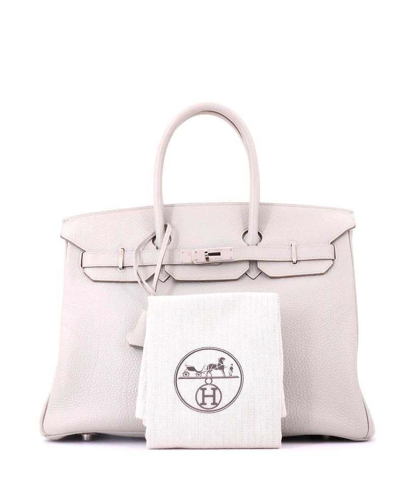 Pre-Owned HERMES Birkin 35 Handbag Grey Togo with Palladium Hardware