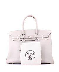 Pre-Owned HERMES Birkin 35 Handbag Grey Togo with Palladium Hardware