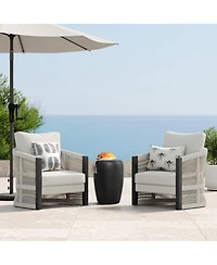 LuxenHome with Accents Round Side Table, 19.5" Tall Indoor/Outdoor Accent Table