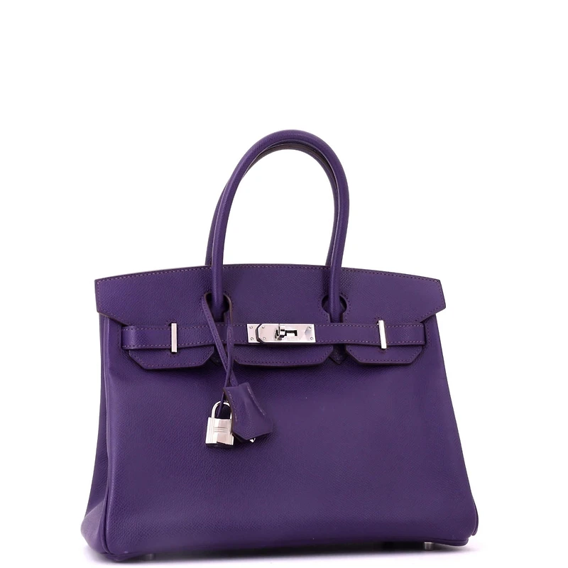 Pre-Owned HERMES Birkin 30 Handbag Purple Epsom with Palladium Hardware