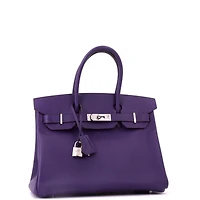 Pre-Owned HERMES Birkin 30 Handbag Purple Epsom with Palladium Hardware