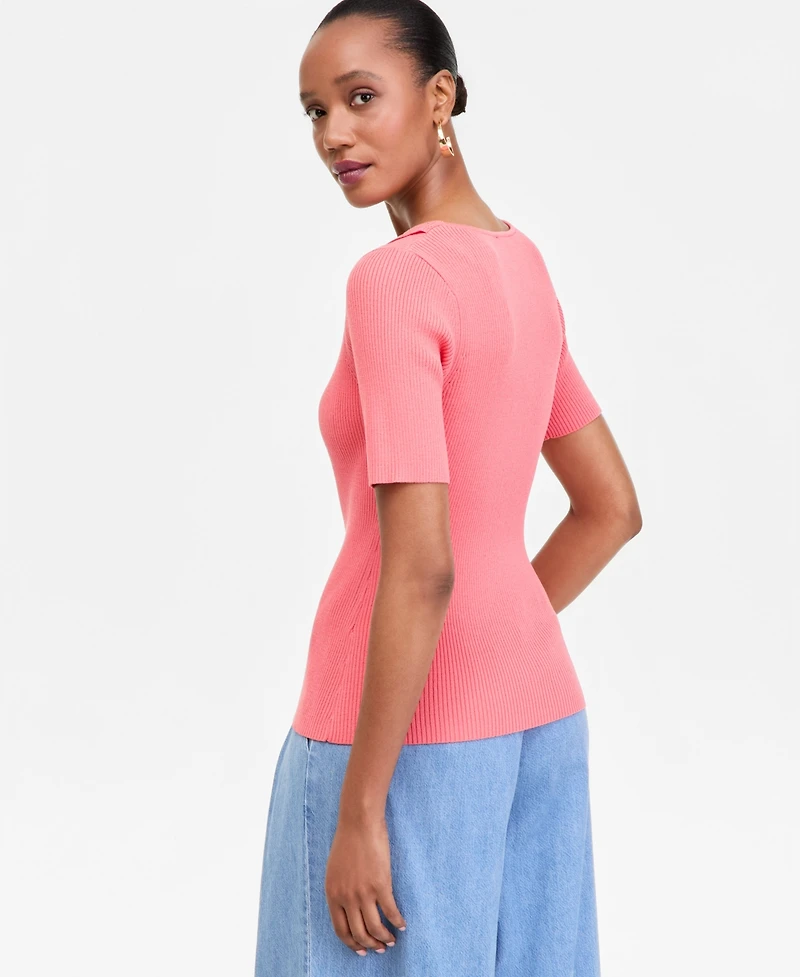I.n.c. International Concepts Women's Short Sleeve V-Neck Cardigan