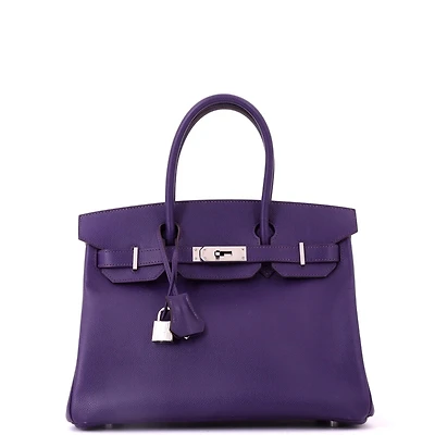 Pre-Owned HERMES Birkin 30 Handbag Purple Epsom with Palladium Hardware