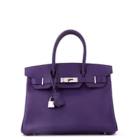 Pre-Owned HERMES Birkin 30 Handbag Purple Epsom with Palladium Hardware