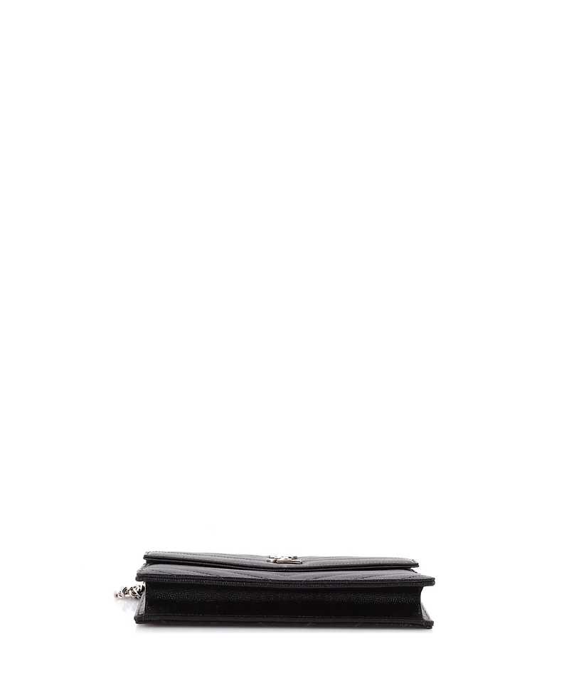 Pre-Owned Saint Laurent Small Classic Monogram Wallet on Chain Matelasse Chevron Leather