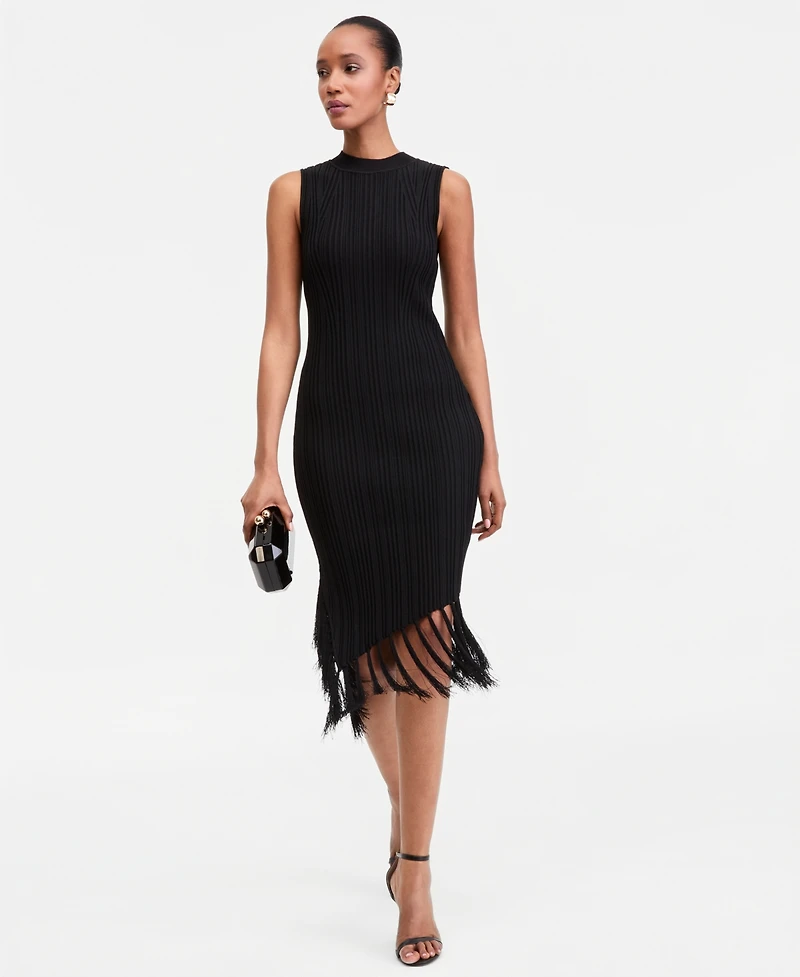 I.n.c. International Concepts Women's Sleeveless Fringe-Trim Sweater Dress, Macy's Exclusive