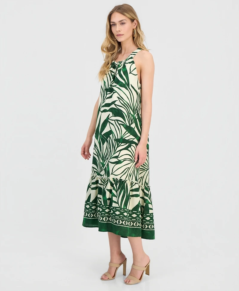 Sanda Darren Petite Sleeveless Border-Print Midi Dress