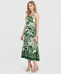 Sanda Darren Petite Sleeveless Border-Print Midi Dress