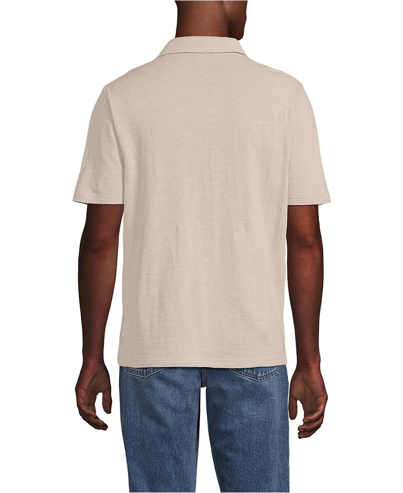 Lands' End Men's Short Sleeve Cotton Linen Polo