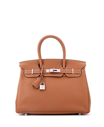 Pre-Owned HERMES Birkin 30 Handbag Brown Togo with Palladium Hardware