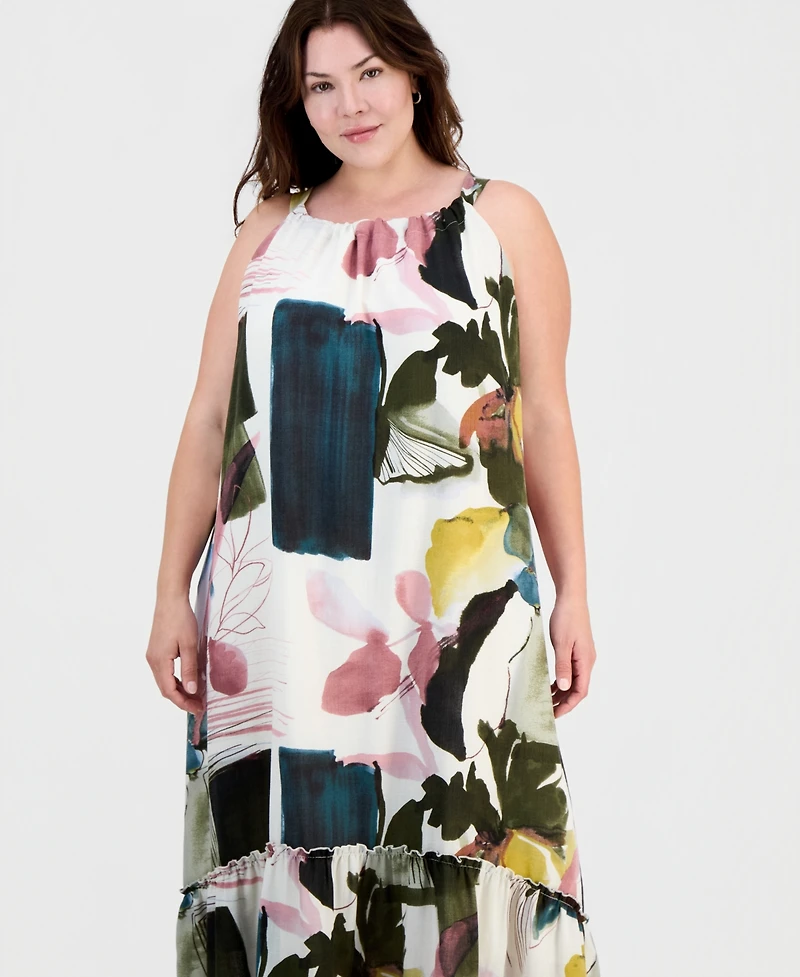Sandra Darren Plus Printed Sleeveless Shift Dress