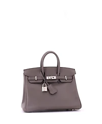 Pre-Owned HERMES Birkin 25 Handbag Grey Swift with Palladium Hardware
