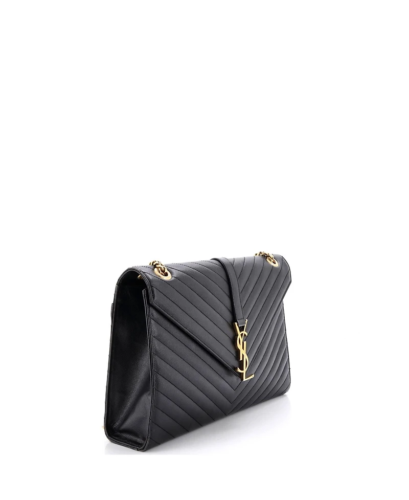 Pre-Owned Saint Laurent Large Classic Monogram Envelope Satchel Matelasse Chevron Leather