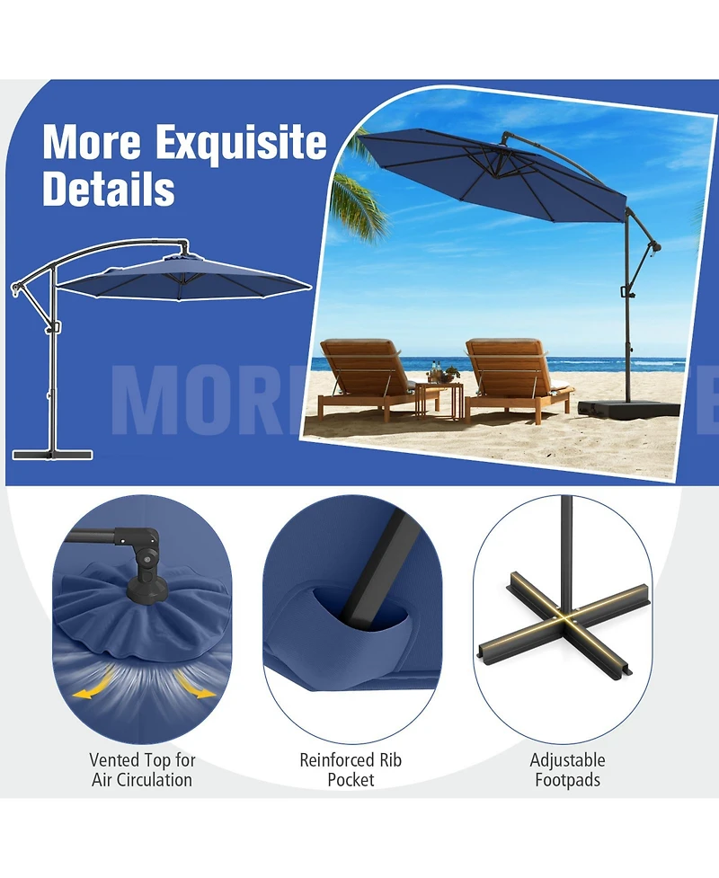 Sugift 10 ft Offset Hanging Umbrella with Base and Tilt Function