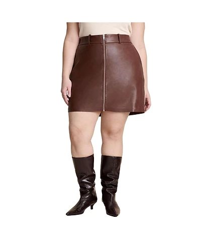 Eloquii Women's Plus Faux Leather Mini Skirt