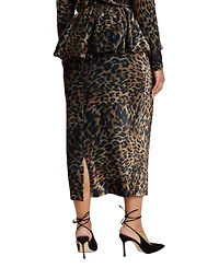 Eloquii Women's Leopard Velvet Bubble Peplum Skirt