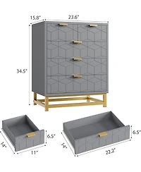 gaomon 5 Drawer Dresser Metal Base Modern for Living Room and Closet