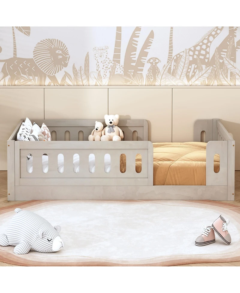flynama Wood Platform Bed Guardrail