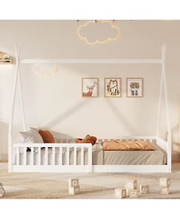 flynama Wood House Bed Fence