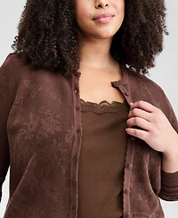 And Now This Trendy Plus Crochet Crewneck Cardigan, Macy's Exclusive