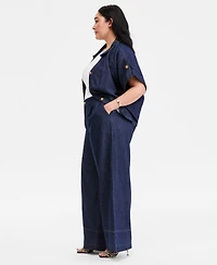 I.n.c. International Concepts Plus High-Rise Wide-Leg Jeans, Macy's Exclusive