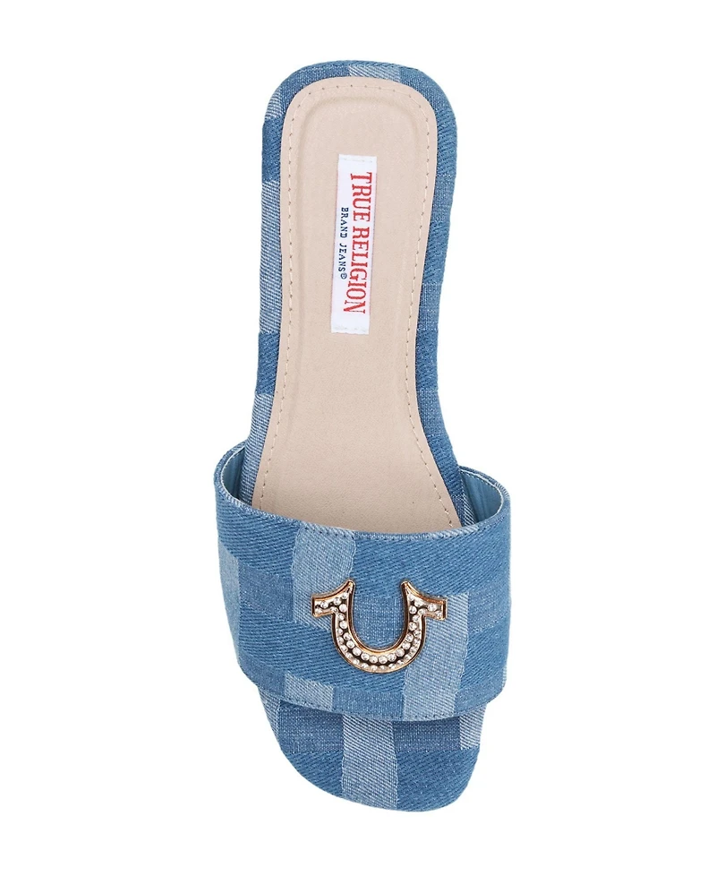 True Religion Women's Mona Bling Logo Single Band Sandal