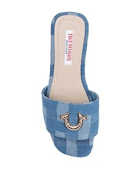 True Religion Women's Mona Bling Logo Single Band Sandal