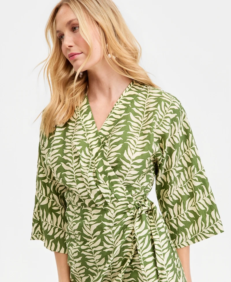 I.n.c. International Concepts Women's 3/4-Sleeve Printed Kimono Dress, Macy's Exclusive