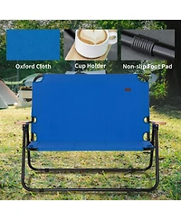 Outsunny 2 Person Camping Couch, Double Folding Chair w/ Cupholders