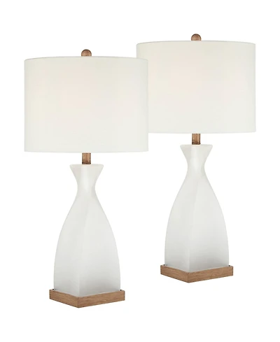 360 Lighting Ryan High Frosted Glass Modern Coastal Table Lamp Set of 2
