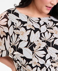 I.n.c. International Concepts Plus Printed Elbow-Sleeve Midi Dress, Macy's Exclusive