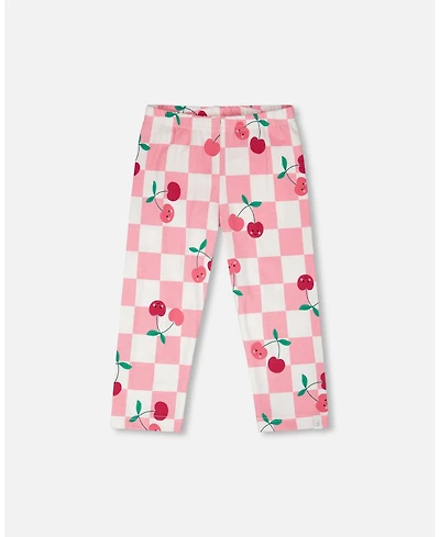 Deux par Deux Little Girls Cotton Jersey Capri Printed Cherries