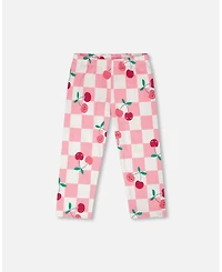 Deux par Deux Little Girls Cotton Jersey Capri Printed Cherries