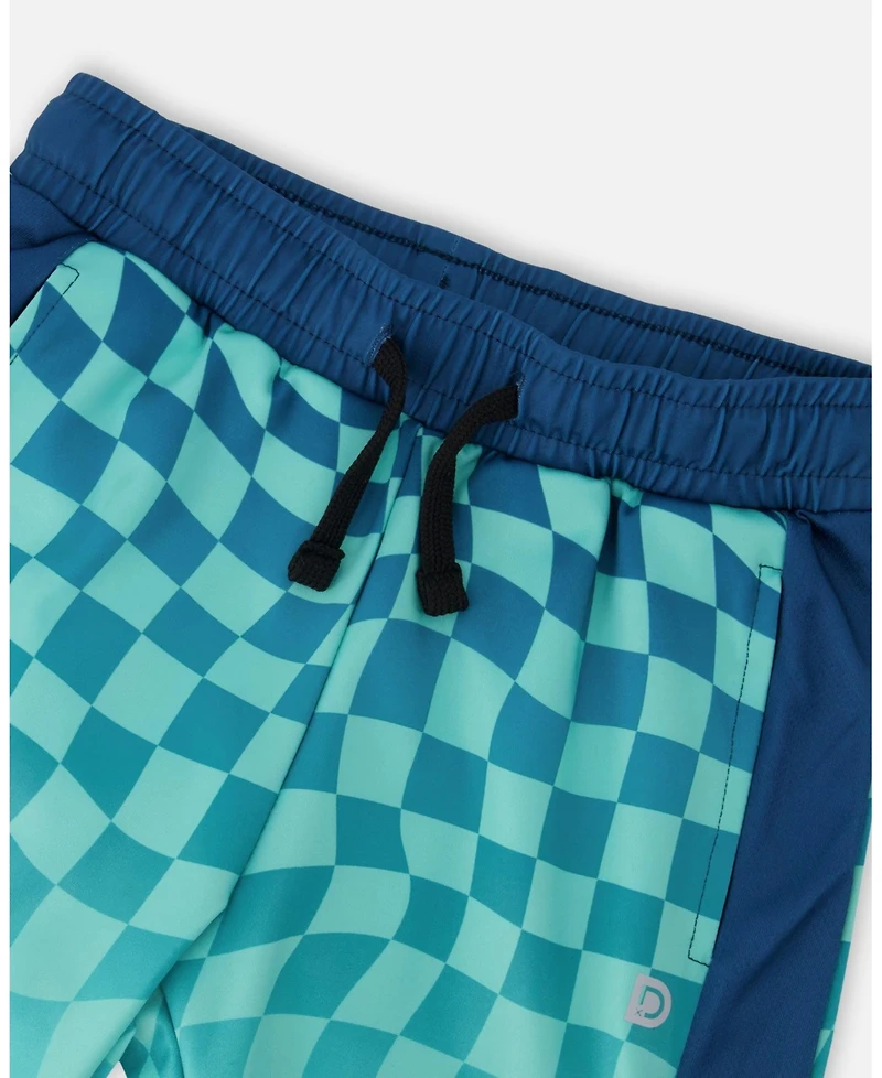 Deux par Deux Boys Little/Big Athletic Shorts in Polyester Printed Checkerboard