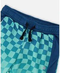 Deux par Deux Boys Little/Big Athletic Shorts in Polyester Printed Checkerboard