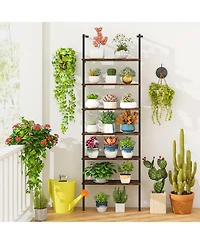 Slickblue Industrial 6 Tier Ladder Bookshelf 72 Inch Wall Storage Shelf