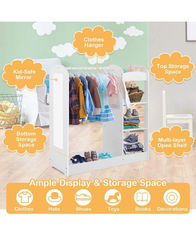 Sugift Kids Dress Up Storage Organizer with Built In Mirror
