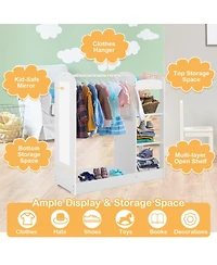 Sugift Kids Dress Up Storage Organizer with Built In Mirror