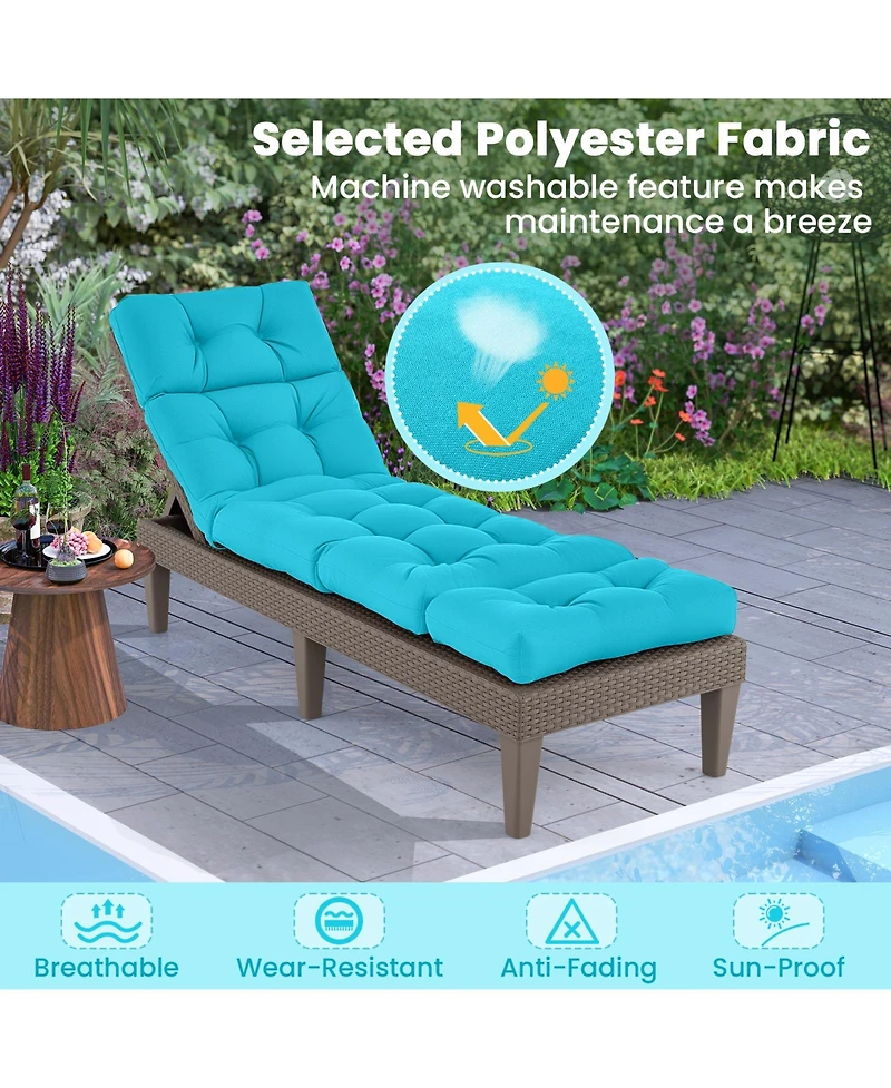 Sugift Outdoor Chaise Lounge Cushion with String Ties for Poolside